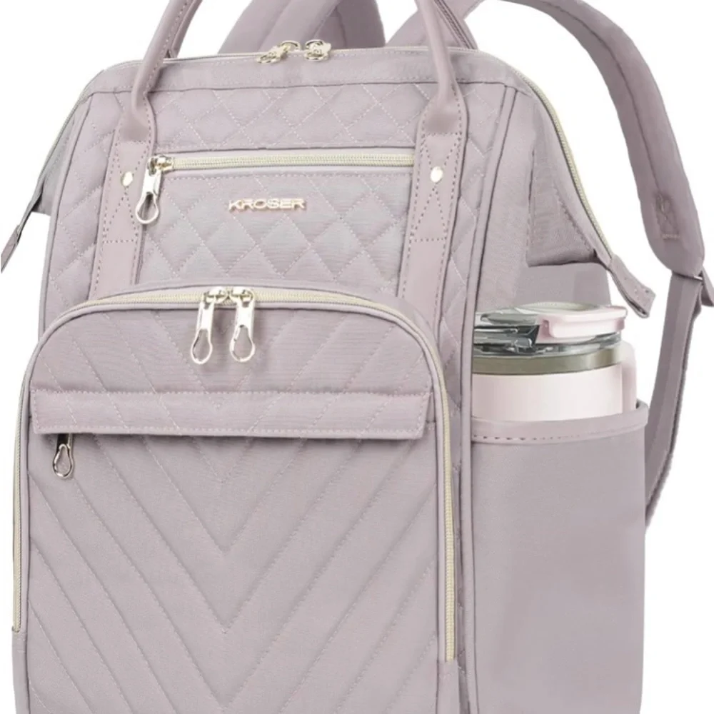 KROSER Quilted Backpack in Dusty Pink. NWT